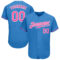 Custom Powder Blue Pink-White Authentic Baseball Jersey