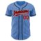 Custom Powder Blue Red Pinstripe Red-Black Authentic Baseball Jersey