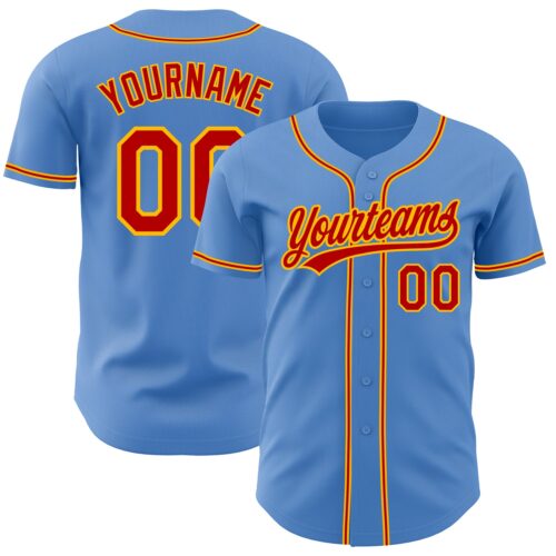 PowderBlue0193_9fd58430-37d6-4a50-abdb-e4befc56e00f Custom Powder Blue Red-Gold Authentic Baseball Jersey