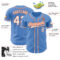 Custom Powder Blue White-Orange Authentic Baseball Jersey
