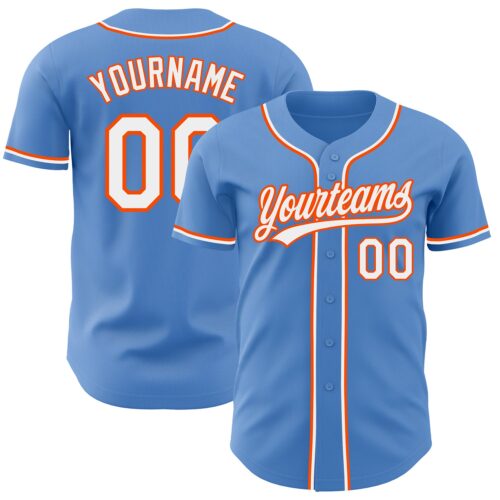 PowderBlue0201_b972d681-151e-408e-b2c0-0846aa724fd7 Custom Powder Blue White-Orange Authentic Baseball Jersey