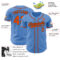Custom Powder Blue Orange-Black Authentic Baseball Jersey