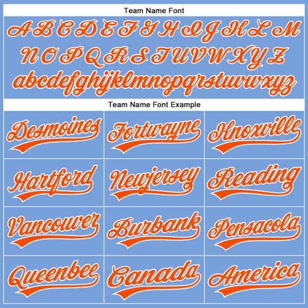 Custom Powder Blue Orange-White Authentic Baseball Jersey