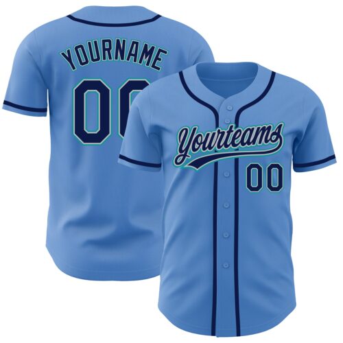 PowderBlue0204_477cbc32-3c9b-4c10-aa34-3c6c8a9880fa Custom Powder Blue Navy Gray-Teal Authentic Baseball Jersey