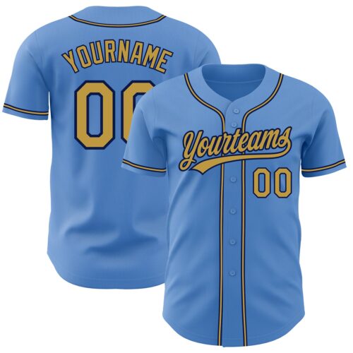 PowderBlue0207_5057ebb0-0e0c-4d85-8140-359087e7a7f9 Custom Powder Blue Old Gold-Navy Authentic Baseball Jersey