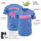 Custom Powder Blue Pink-White Authentic Baseball Jersey