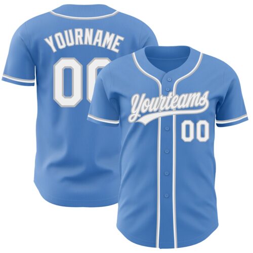 Custom Powder Blue White-Gray Authentic Baseball Jersey