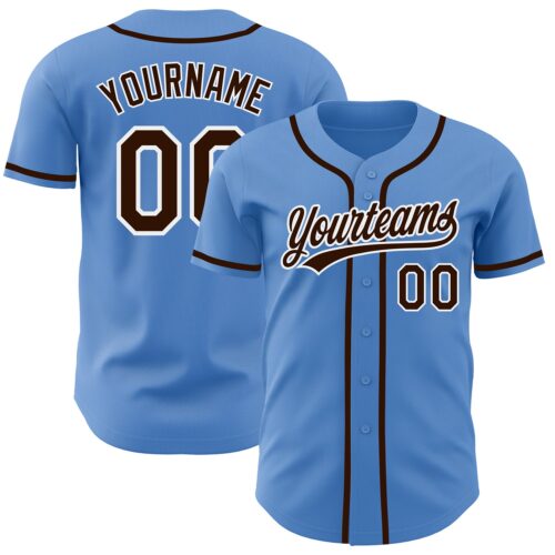 PowderBlue0217_5067574d-da2b-4e2f-926f-84837dba977a Custom Powder Blue Brown-White Authentic Baseball Jersey