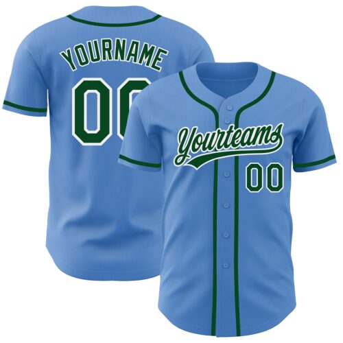 PowderBlue0219_2745db95-eb6d-40d3-a26a-6a9639202867 Custom Powder Blue Green-White Authentic Baseball Jersey