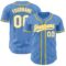 Custom Powder Blue White Pinstripe Yellow Authentic Baseball Jersey