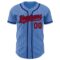 Custom Powder Blue Red Pinstripe Navy Authentic Baseball Jersey
