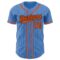 Custom Powder Blue Black Pinstripe Orange Authentic Baseball Jersey