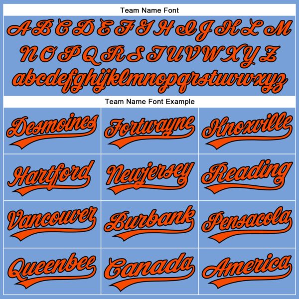 Custom Powder Blue Black Pinstripe Orange Authentic Baseball Jersey