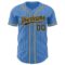 Custom Powder Blue Black Pinstripe Old Gold Authentic Baseball Jersey