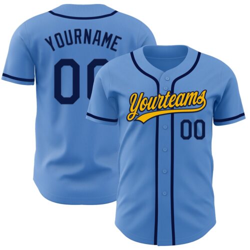 PowderBlue0251_7f6400b4-58d0-43c6-82b4-1ab3860257be Custom Powder Blue Navy-Gold Authentic Baseball Jersey