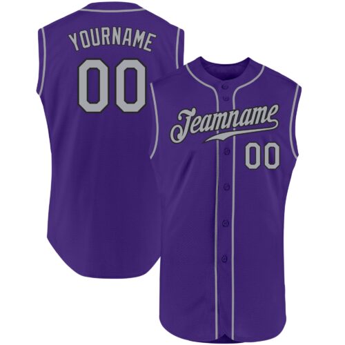 Purple0226 Custom Purple Gray-Black Authentic Sleeveless Baseball Jersey