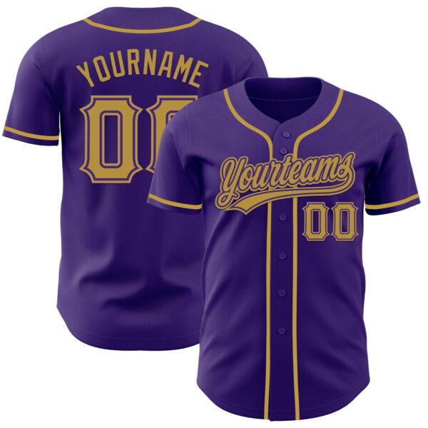 Custom Purple Old Gold Authentic Baseball Jersey