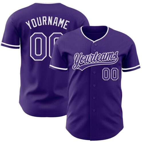 Custom Purple White Authentic Baseball Jersey