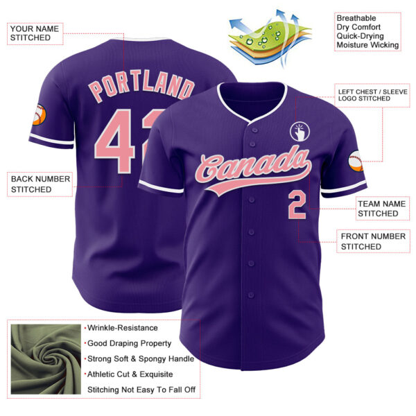 Custom Purple Medium Pink-White Authentic Baseball Jersey