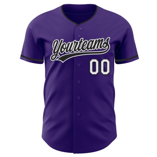 Custom Purple Black-White Authentic Baseball Jersey