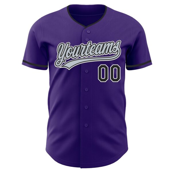 Custom Purple Black-White Authentic Baseball Jersey