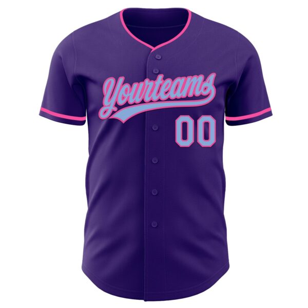 Custom Purple Light Blue-Pink Authentic Baseball Jersey
