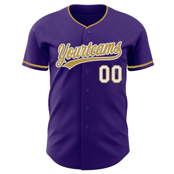 Custom Purple Old Gold-White Authentic Baseball Jersey