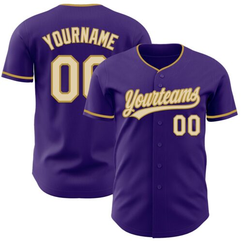 Purple0898_16464ad8-1dc6-4386-88dd-1fdf99d254cc Custom Purple Cream-Old Gold Authentic Baseball Jersey