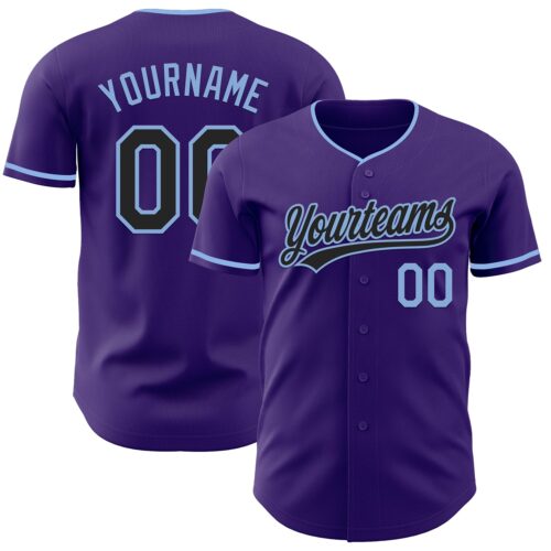 Purple0901_c3b28044-e66c-4b94-b256-eedb74ea6599 Custom Purple Black-Light Blue Authentic Baseball Jersey