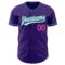Custom Purple White Teal-Pink Authentic Baseball Jersey
