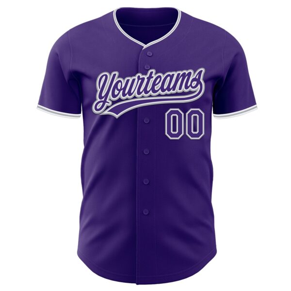 Custom Purple White-Gray Authentic Baseball Jersey