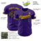 Custom Purple Black-Gold Authentic Baseball Jersey