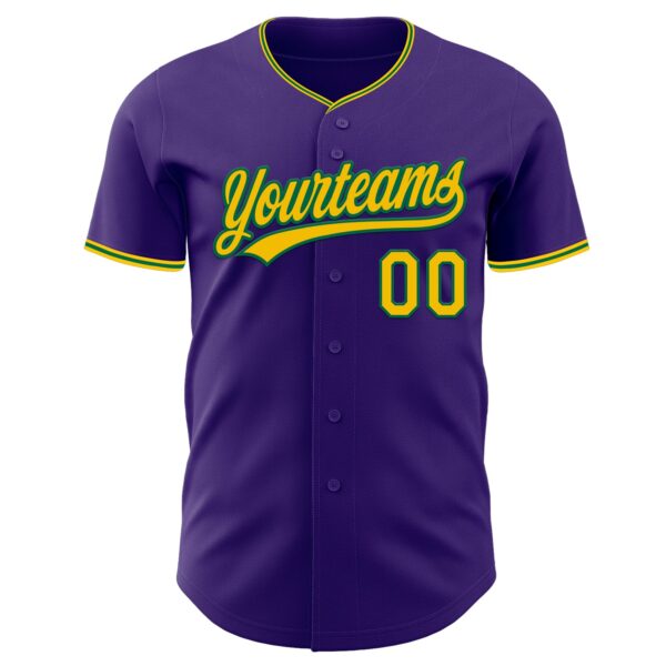 Custom Purple Yellow-Kelly Green Authentic Baseball Jersey
