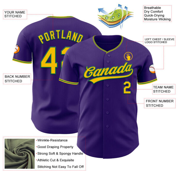 Custom Purple Yellow-Kelly Green Authentic Baseball Jersey
