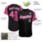 Custom Black Pink-White Star Raglan Sleeves Authentic Baseball Jersey