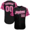 Custom Black Pink-White Star Raglan Sleeves Authentic Baseball Jersey