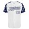 Custom White Navy Star Raglan Sleeves Authentic Baseball Jersey