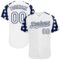 Custom White Navy Star Raglan Sleeves Authentic Baseball Jersey