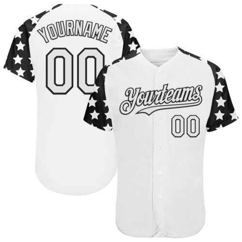 RaglanSleeves0568 Custom White Black Star Raglan Sleeves Authentic Baseball Jersey