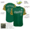 Custom Green White-Old Gold Star Raglan Sleeves Authentic Baseball Jersey