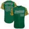 Custom Green White-Old Gold Star Raglan Sleeves Authentic Baseball Jersey