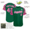 Custom Green Pink-White Star Raglan Sleeves Authentic Baseball Jersey
