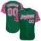Custom Green Pink-White Star Raglan Sleeves Authentic Baseball Jersey