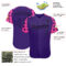 Custom Purple Black-Pink Star Raglan Sleeves Authentic Baseball Jersey