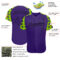 Custom Purple Black-Neon Green Star Raglan Sleeves Authentic Baseball Jersey