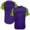 Custom Purple Black-Neon Green Star Raglan Sleeves Authentic Baseball Jersey