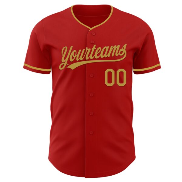 Custom Red Old Gold Authentic Baseball Jersey
