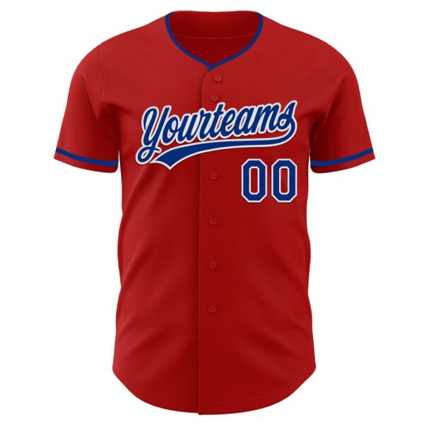 Custom Red Royal-White Authentic Baseball Jersey