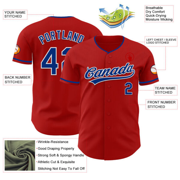 Custom Red Royal-White Authentic Baseball Jersey