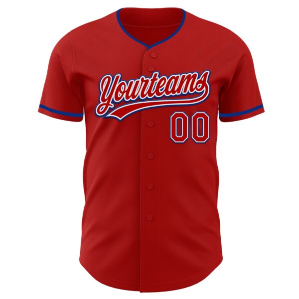 Custom Red White-Royal Authentic Baseball Jersey